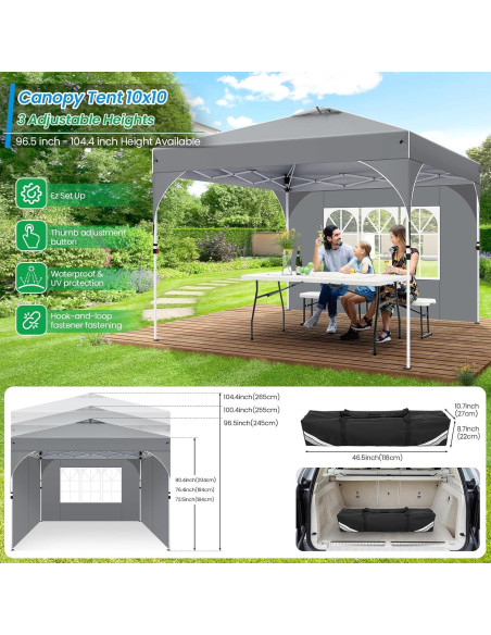 Carpa Plegable Pop Up HOTEEL 3x3m Gris con Ventilación