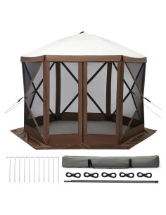 Carpa Gazebo Portátil Towallmark 10x10FT Impermeable con Mosquitera