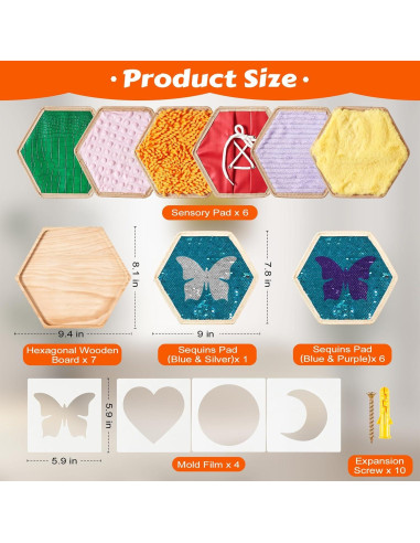 Panel Sensorial para Niños MOOZHEALTH 13 Pcs Texturas