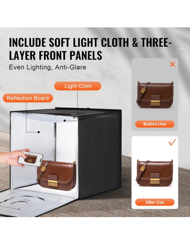 Caja de Luz Fotográfica Happybuy 50x50cm 160 LED 3000-5600K