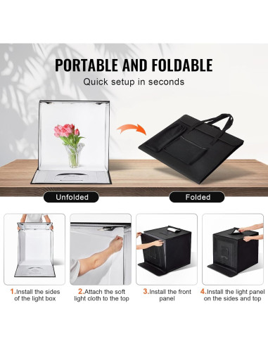 Caja de Luz Fotográfica Happybuy 50x50cm 160 LED 3000-5600K