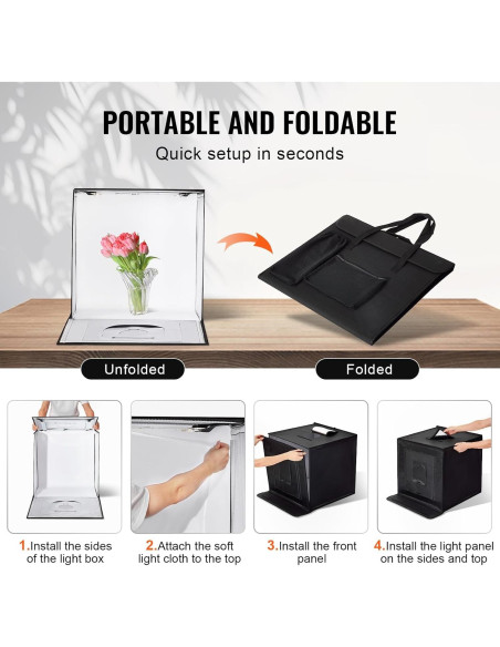 Caja de Luz Fotográfica Happybuy 50x50cm 160 LED 3000-5600K