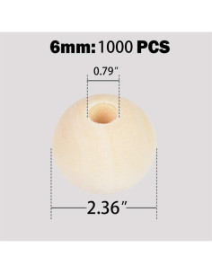 1000 Perlas de Madera Natural 6mm Pojah para Manualidades DIY 2