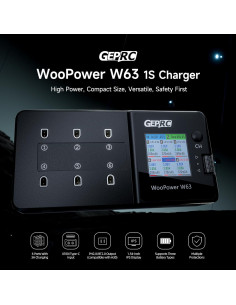 Cargador de Batería 1S GEPRC W63 6 Puertos Carga Rápida 3A 2