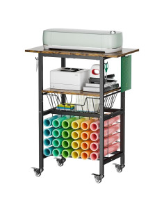 Carro de Manualidades Queension Negro con Ruedas y 24 Soportes