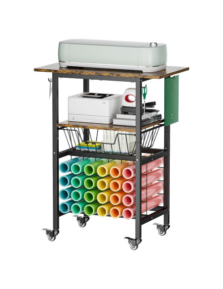 Carro de Manualidades Queension Negro con Ruedas y 24 Soportes