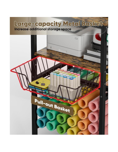 Carro de Manualidades Queension Negro con Ruedas y 24 Soportes