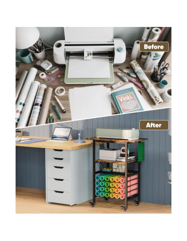 Carro de Manualidades Queension Negro con Ruedas y 24 Soportes