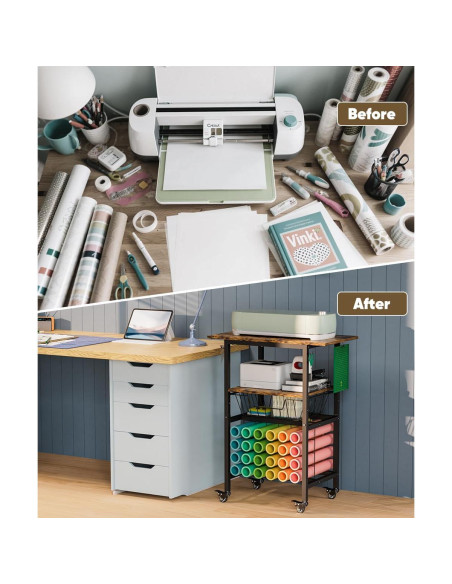 Carro de Manualidades Queension Negro con Ruedas y 24 Soportes