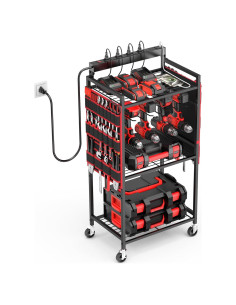 Carro Organizador de Herramientas Eléctricas JUNNUJ con 8 Salidas y Carga USB