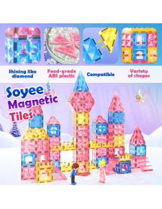Azulejos Magnéticos Soyee para Niños 58 Piezas Rosa 2