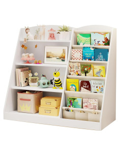 Estantería Infantil Housiney 4 Niveles Madera Blanca 90x40x80cm