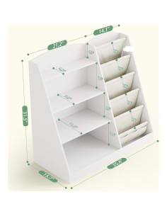 Estantería Infantil Housiney 4 Niveles Madera Blanca 90x40x80cm 2