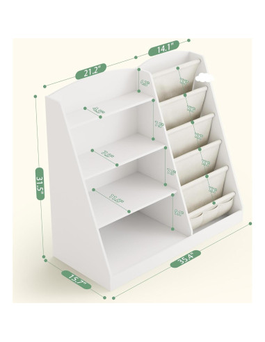 Estantería Infantil Housiney 4 Niveles Madera Blanca 90x40x80cm