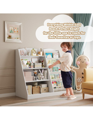 Estantería Infantil Housiney 4 Niveles Madera Blanca 90x40x80cm