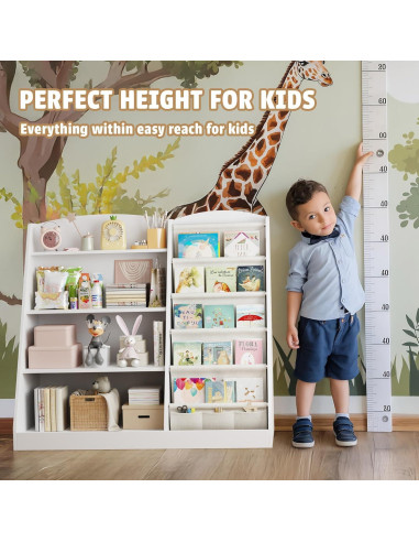 Estantería Infantil Housiney 4 Niveles Madera Blanca 90x40x80cm