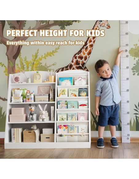 Estantería Infantil Housiney 4 Niveles Madera Blanca 90x40x80cm