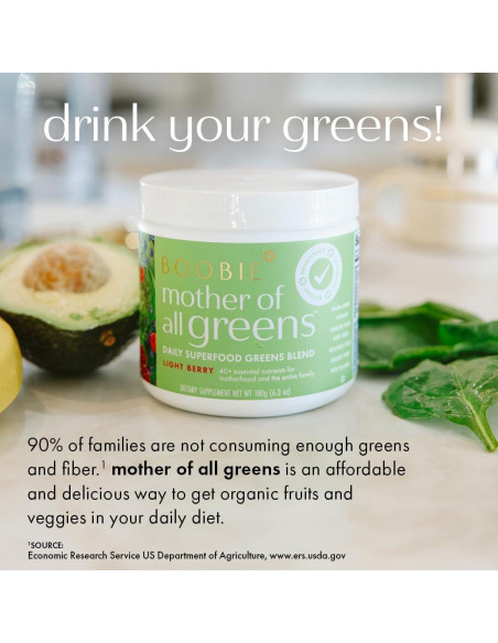 Boobie Polvo de Super Verdes Diario 30 Porciones Sabor Baya