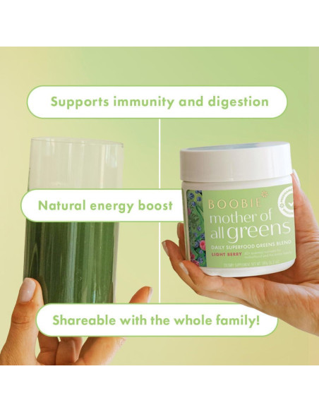 Boobie Polvo de Super Verdes Diario 30 Porciones Sabor Baya