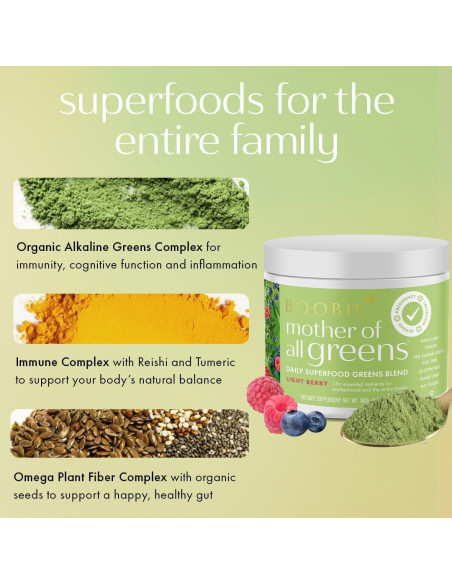 Boobie Polvo de Super Verdes Diario 30 Porciones Sabor Baya