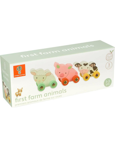 Animales de Granja de Madera con Ruedas Orange Tree - Oveja, Cerdo y Vaca