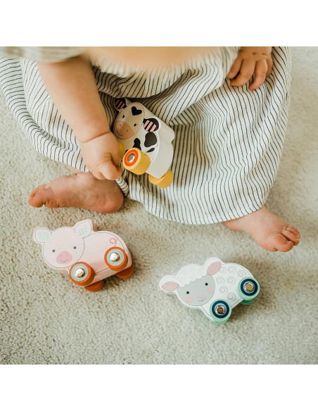 Animales de Granja de Madera con Ruedas Orange Tree - Oveja, Cerdo y Vaca