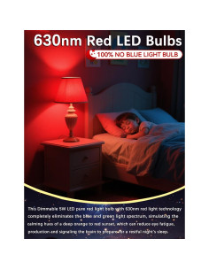 Bombilla LED Roja Regulable Angyues 5W E26 630nm Bloqueo Luz Azul 2