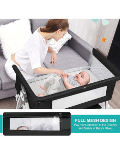 Cuna Balanceadora 3 en 1 VOOI Gris Oscuro con Ruedas 2