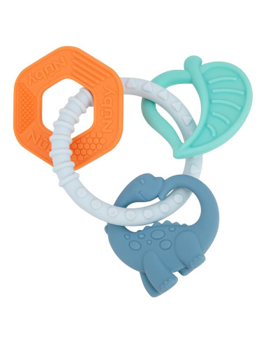 Anillo de Dentición Dino Chewy Charms Nuby - Silicona Suave 3+ Meses