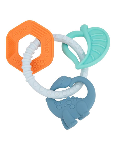 Anillo de Dentición Dino Chewy Charms Nuby - Silicona Suave 3+ Meses