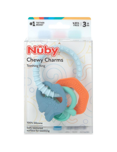 Anillo de Dentición Dino Chewy Charms Nuby - Silicona Suave 3+ Meses