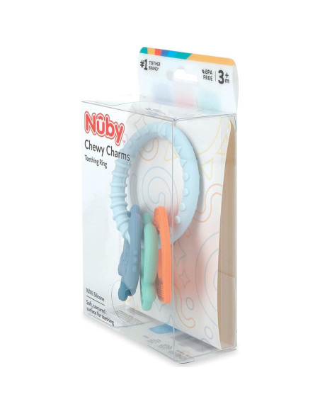 Anillo de Dentición Dino Chewy Charms Nuby - Silicona Suave 3+ Meses