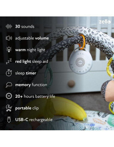 Máquina de Ruido Blanco Portátil Zello Pro | 30 Sonidos | Luz Nocturna