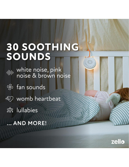 Máquina de Ruido Blanco Portátil Zello Pro | 30 Sonidos | Luz Nocturna