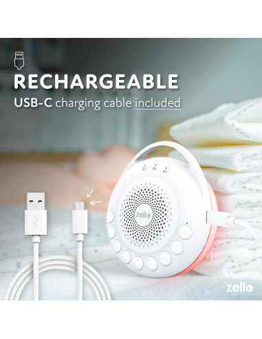 Máquina de Ruido Blanco Portátil Zello Pro | 30 Sonidos | Luz Nocturna