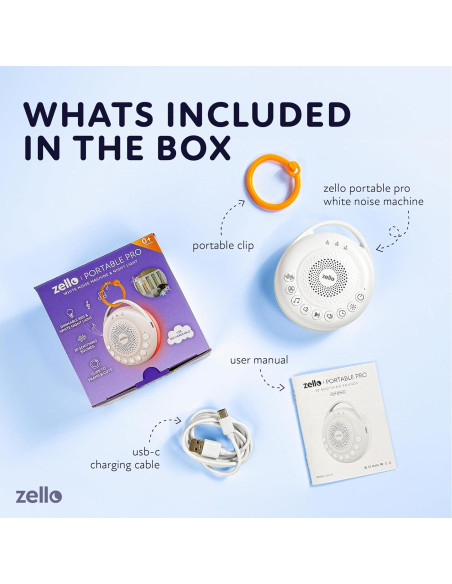 Máquina de Ruido Blanco Portátil Zello Pro | 30 Sonidos | Luz Nocturna