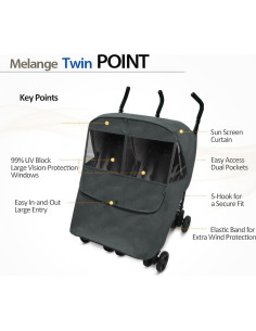Cubierta para Cochecito Gemelar Manito Melange Twin Gris 2
