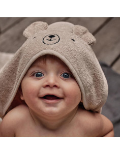 Toalla con Capucha Huxie 100% Algodón Orgánico 81x81 cm Oso 2