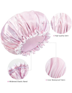 Gorro de Ducha Reutilizable Aquior Doble Capa Impermeable Rosa 2