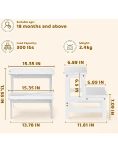Escalera COSYLAND para Niños 2 Pasos Antideslizante Bambú 2