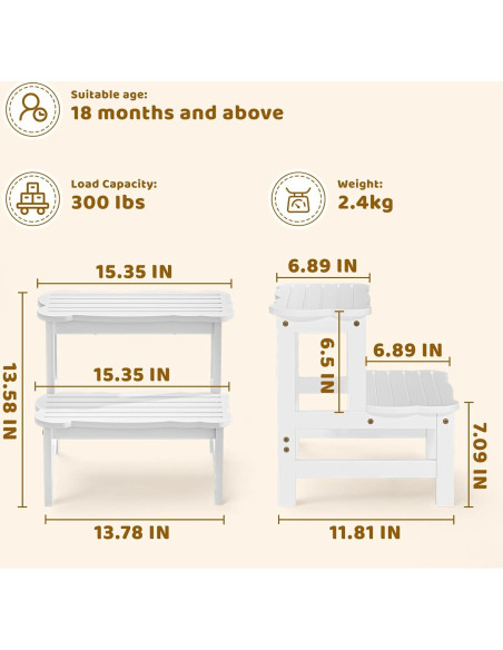 Escalera COSYLAND para Niños 2 Pasos Antideslizante Bambú Escalera COSYLAND para Niños 2 Pasos Antideslizante Bambú