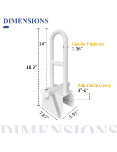 Barra de Seguridad para Bañera UNLICON Ajustable Blanca 300 kg 2