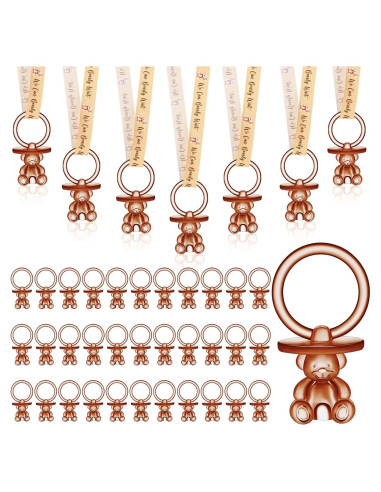 50 Chupetes de Acrílico para Baby Shower - Color Marrón