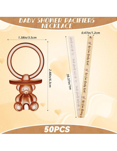 50 Chupetes de Acrílico para Baby Shower - Color Marrón