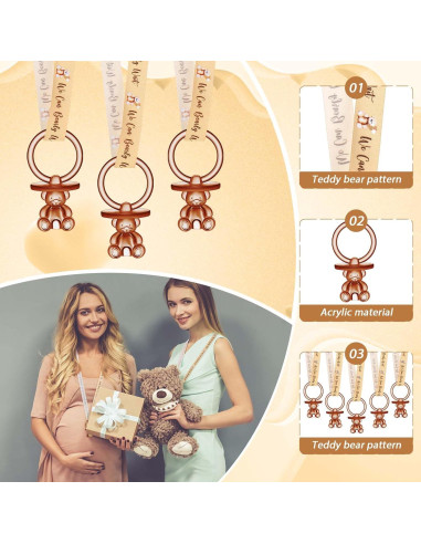 50 Chupetes de Acrílico para Baby Shower - Color Marrón