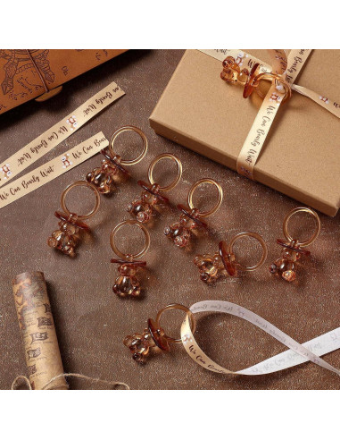 50 Chupetes de Acrílico para Baby Shower - Color Marrón