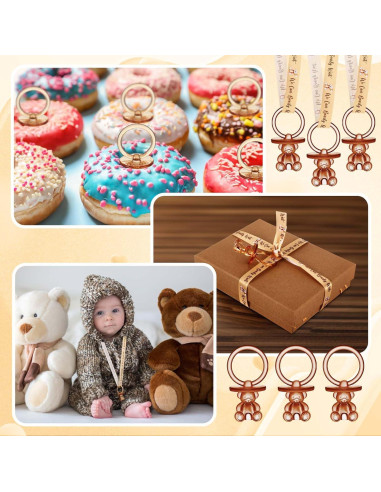 50 Chupetes de Acrílico para Baby Shower - Color Marrón