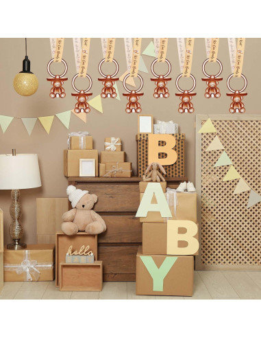 50 Chupetes de Acrílico para Baby Shower - Color Marrón