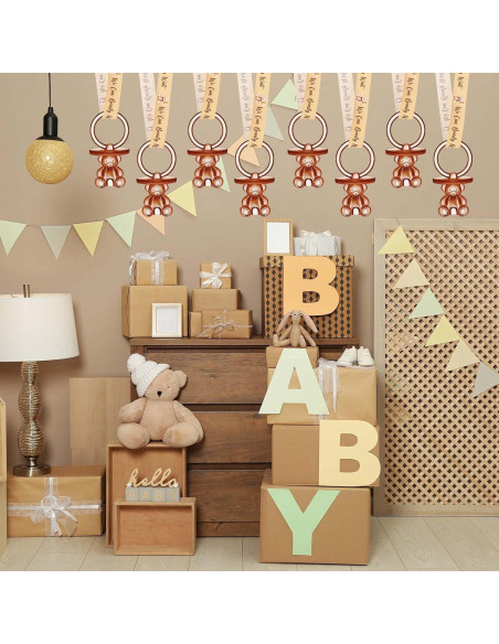 50 Chupetes de Acrílico para Baby Shower - Color Marrón