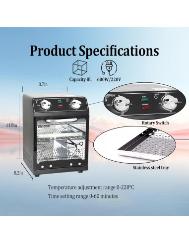 Esterilizador de Calor Seco Henlivy 8L 220C con Temporizador